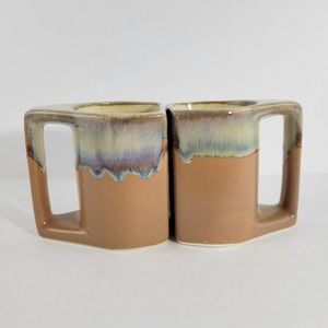 2 Rodolpho Padilla Drip Glaze Stoneware Mexico Coffee Mugs